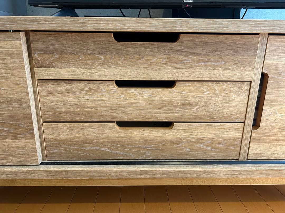 【極美品／大川家具】北欧テイスト/テレビボード/ナチュラル165cm