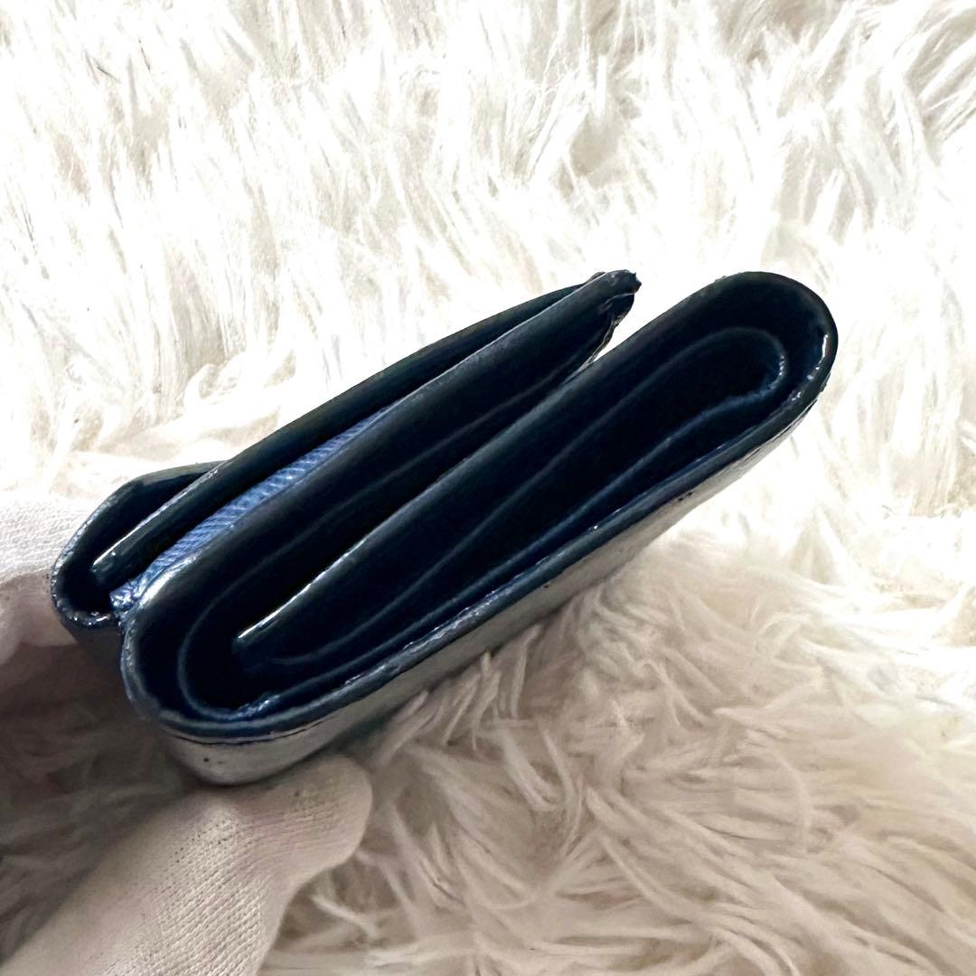 PRADA プラダ 三つ折り財布 サフィアーノレザー ネイビーブルー