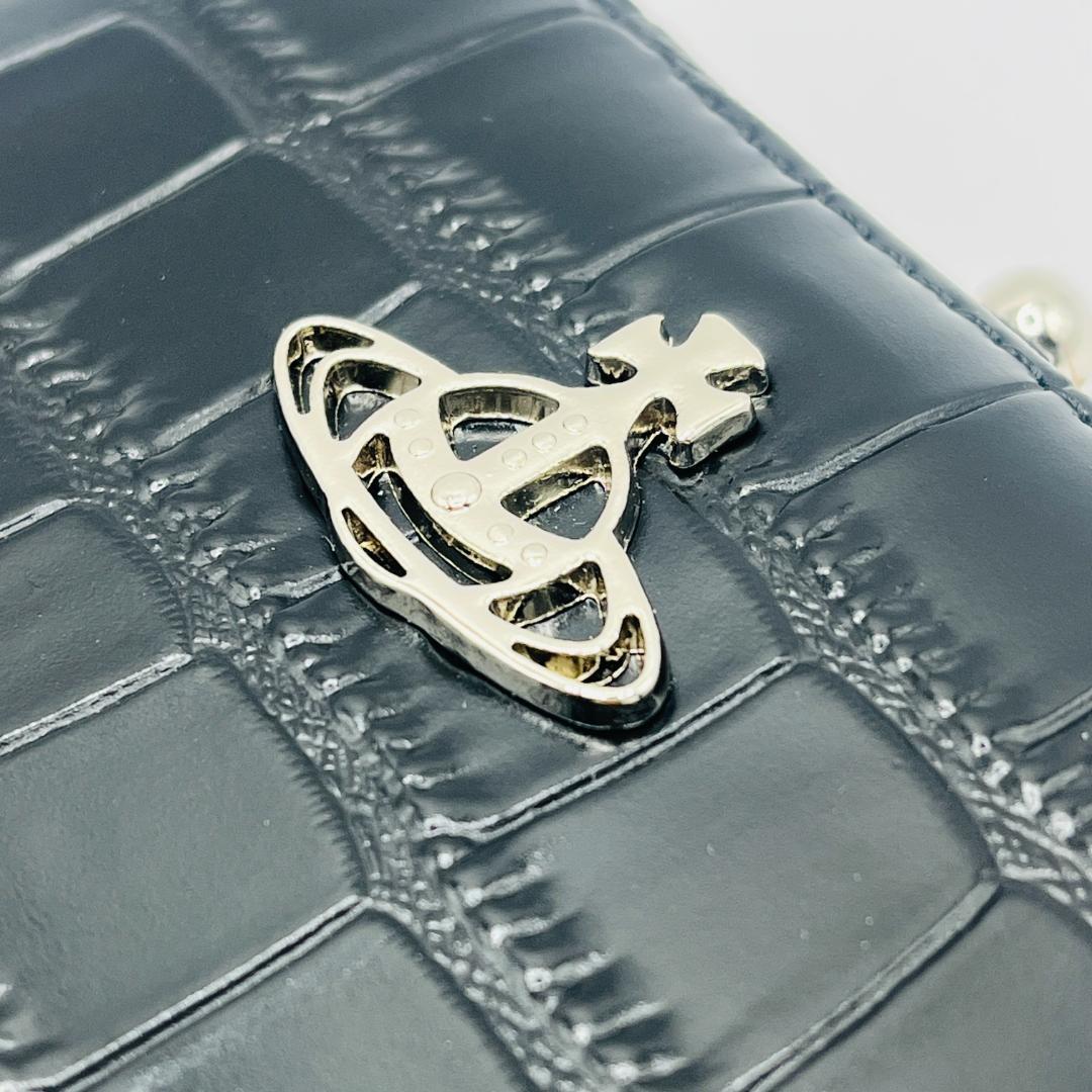 Vivienne Westwood 新品 折財布 黒 ウロコ 人気 ワニ風 定番
