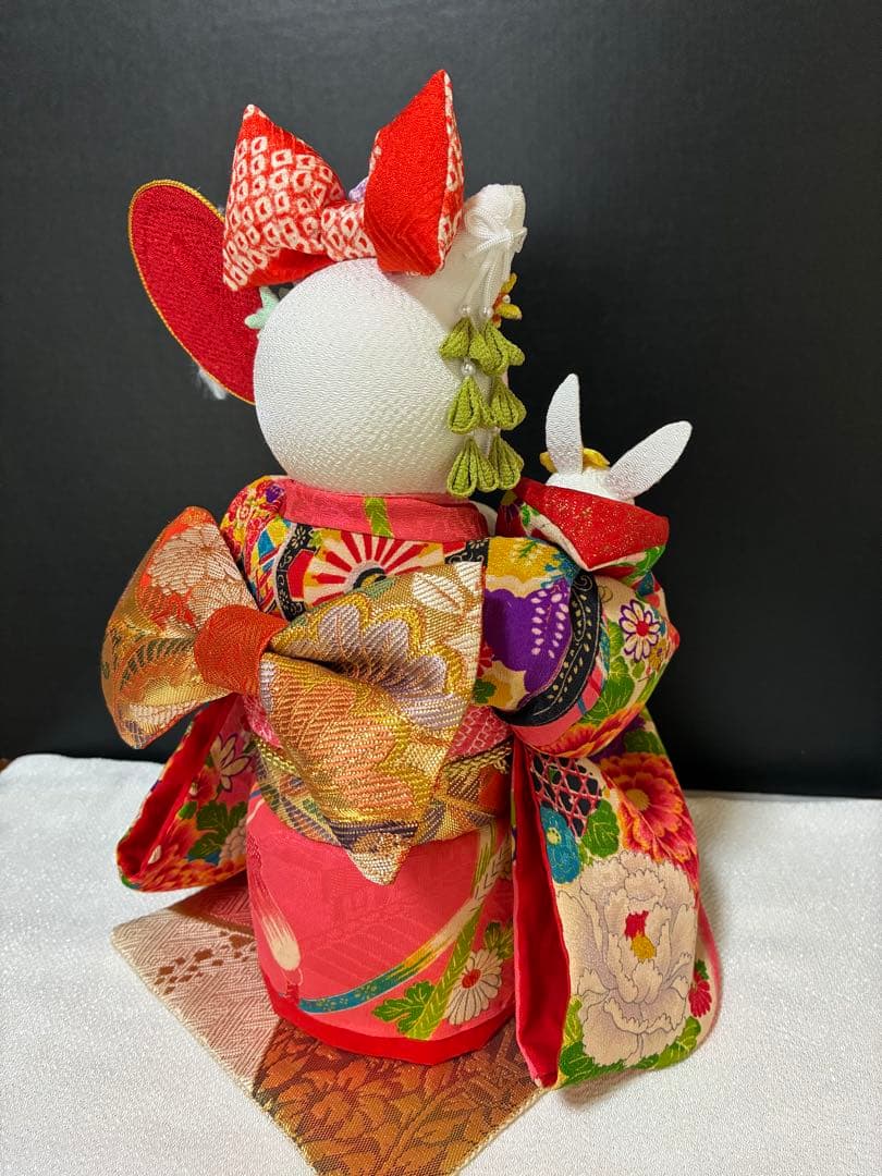 【ねこの創作人形】まねき猫　ちりめん細工　縮緬細工　正月飾り　招き猫