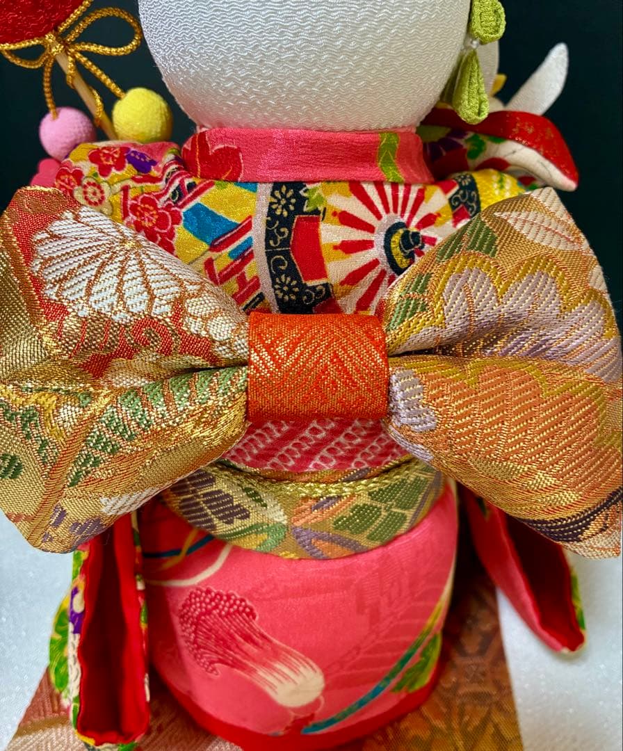 【ねこの創作人形】まねき猫　ちりめん細工　縮緬細工　正月飾り　招き猫