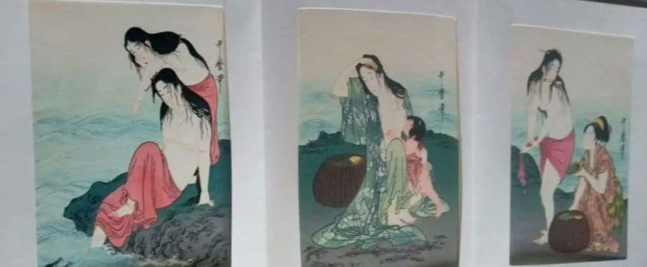 復刻木版画、昭和44年、歌麿4枚、国芳、国貞、広重、英泉、英山、栄之、計10作品