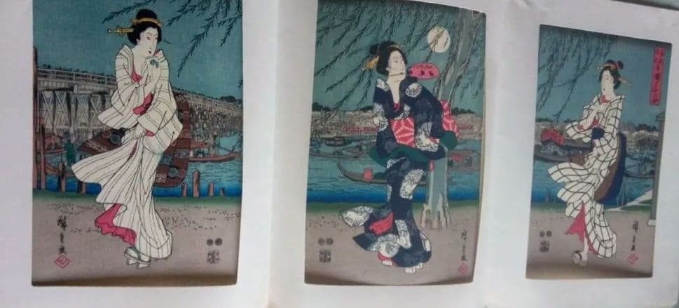 復刻木版画、昭和44年、歌麿4枚、国芳、国貞、広重、英泉、英山、栄之、計10作品