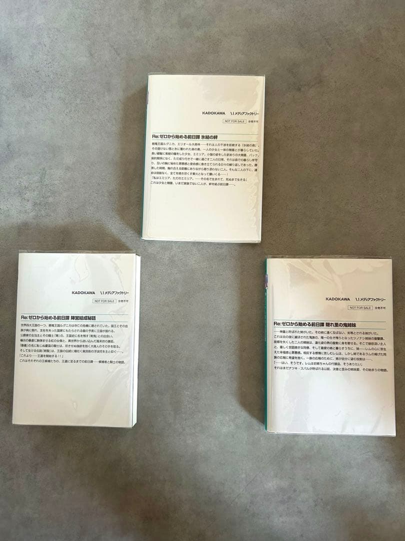 re:ゼロから始める前日譚 3冊セット リゼロ　透明保護カバー付き