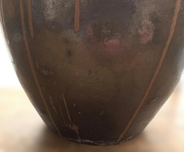 小振りで釉薬の美しい唐津焼の壷 水瓶 古民藝 古民具 甕道具