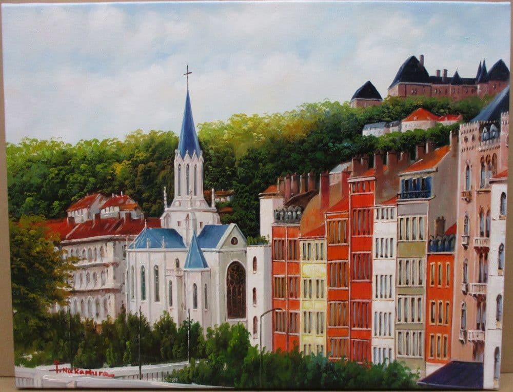 絵画　Ｆ６サイズ　中村裕介　パリ風景　画歴書及びサイン入