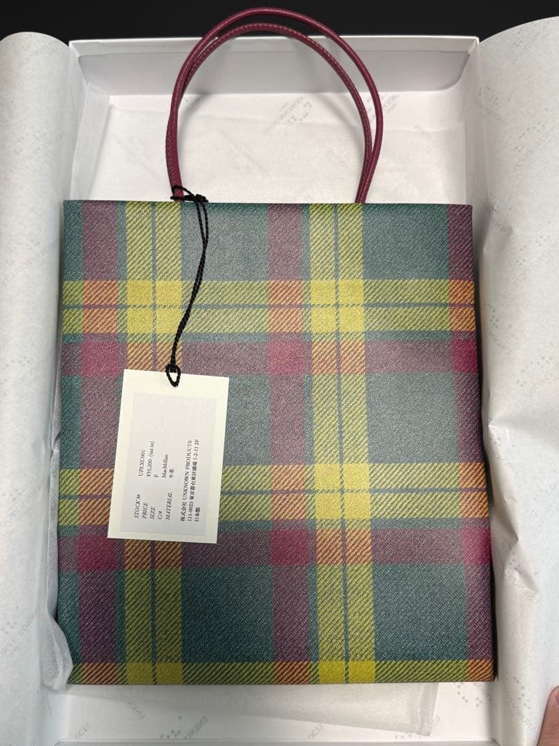 UNKNOWN PRODUCTS レザーペーパーバッグ（小）　マクミラン柄