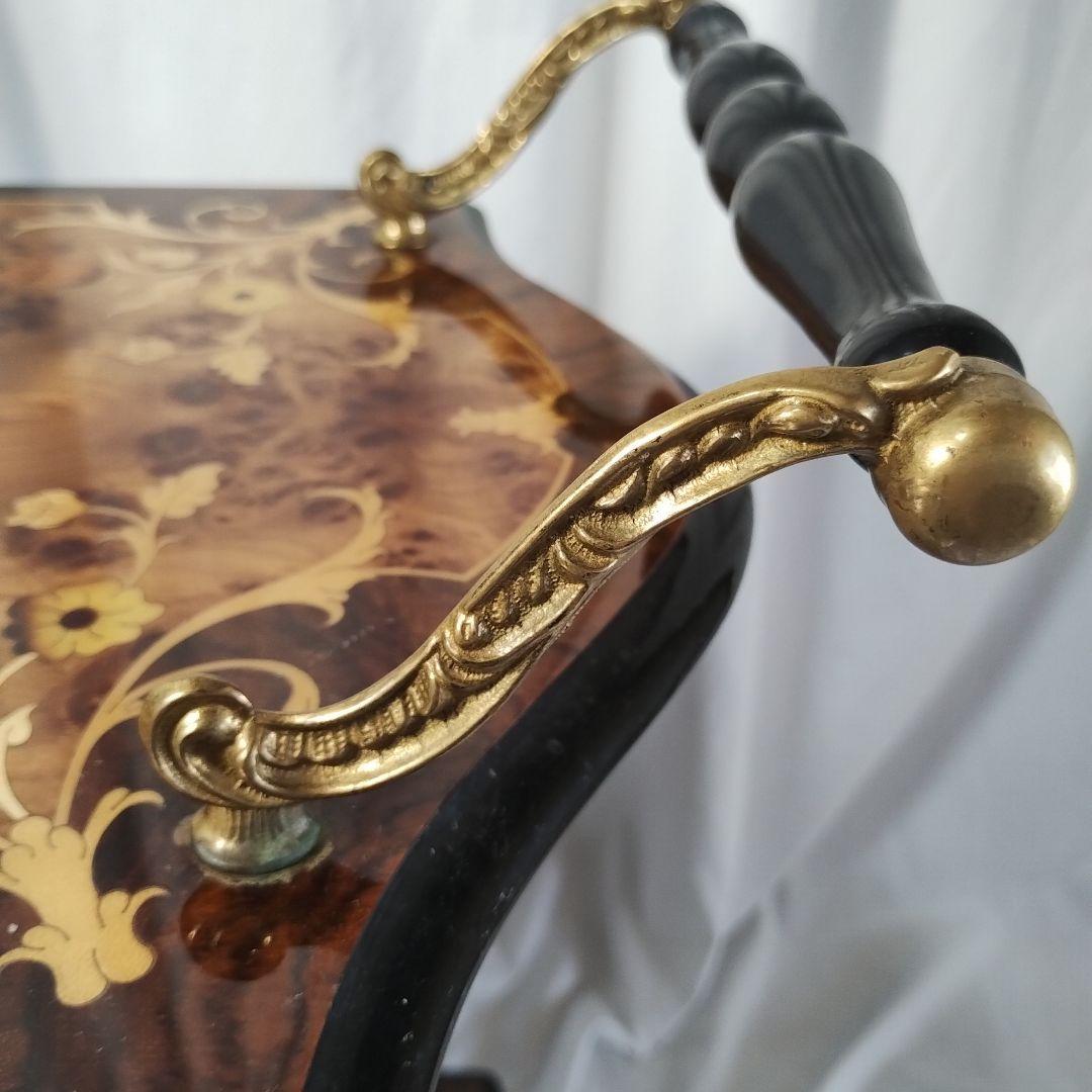 【関東地方限定販売】e【難あり】イタリア製 象嵌 キャスター付きキッチンワゴン