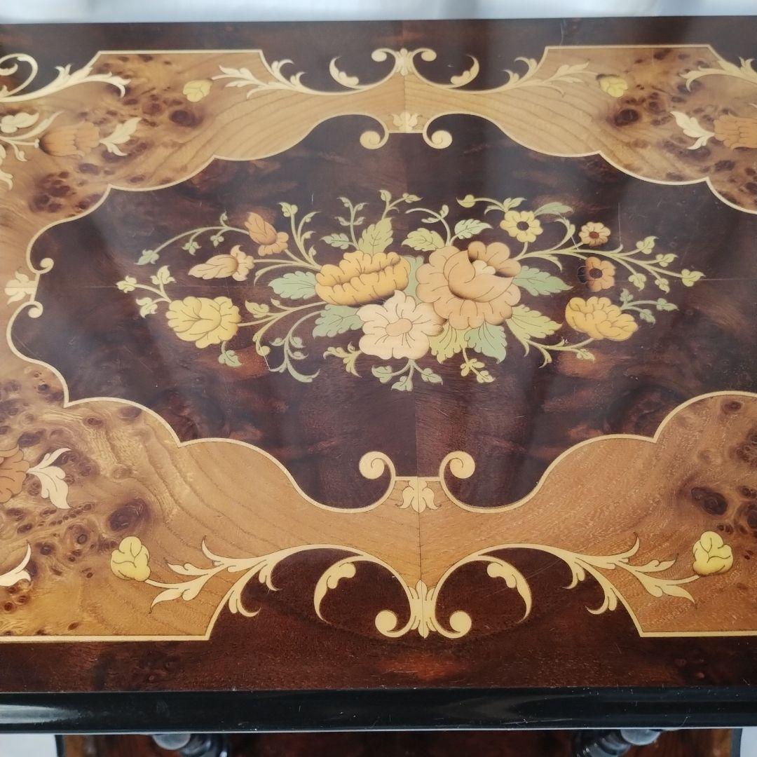 【関東地方限定販売】e【難あり】イタリア製 象嵌 キャスター付きキッチンワゴン