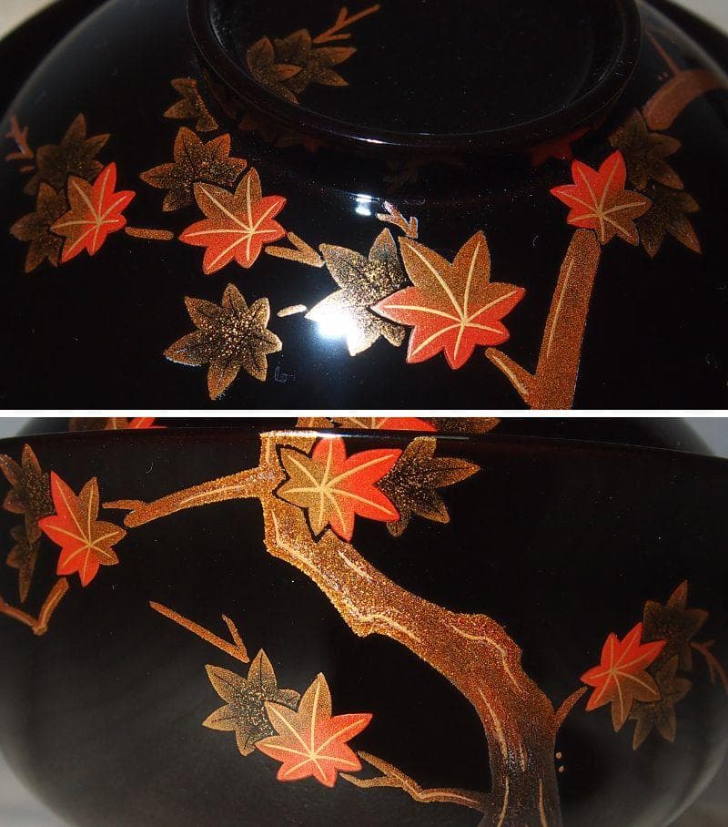 【極美品】輪島塗 名月絵変わり蒔絵 吸物椀5客 信斎/松斎 汁椀/お椀 漆器食器