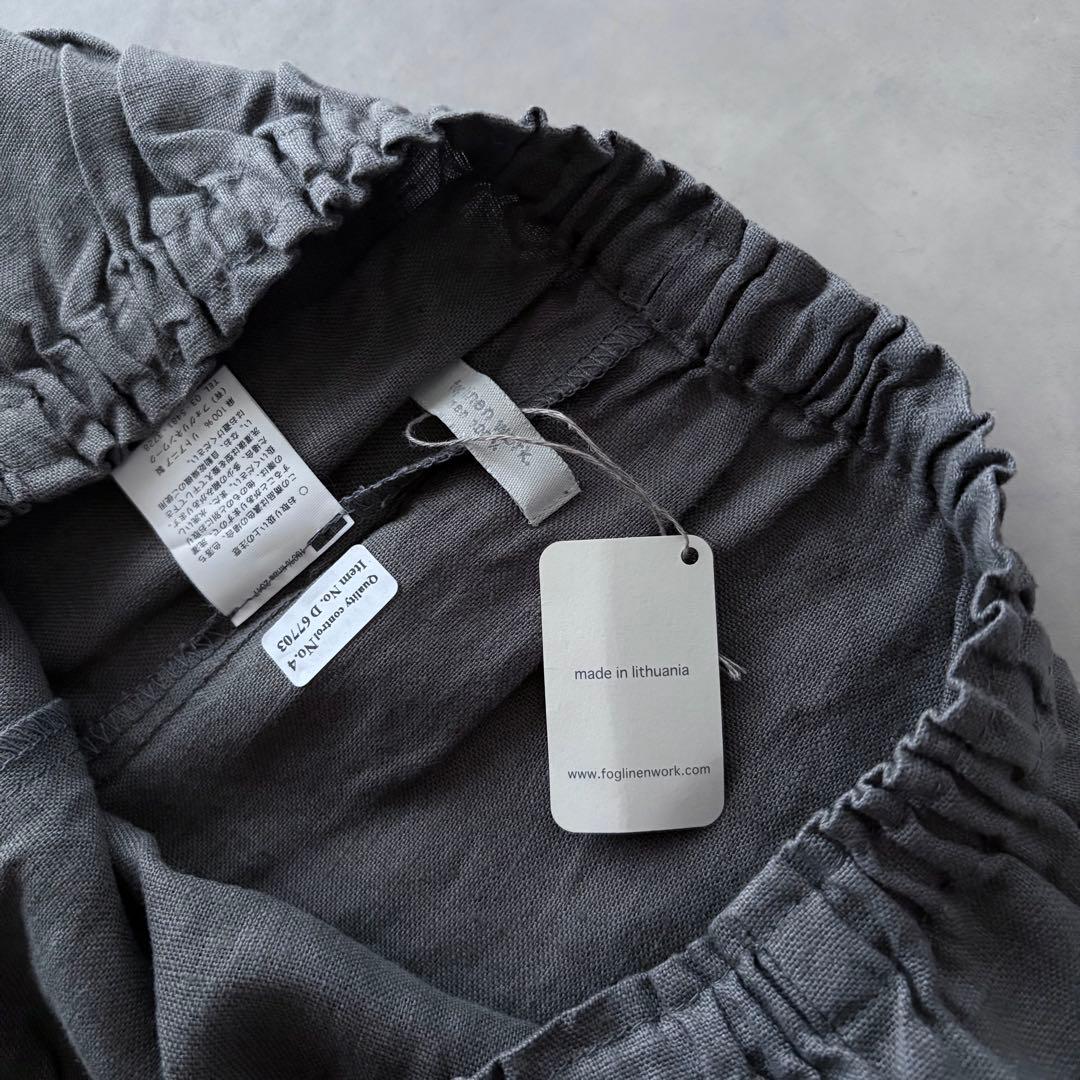 新品　フォグリネンワーク　麻100%　ガウチョパンツ　ワイド　ひざ下丈