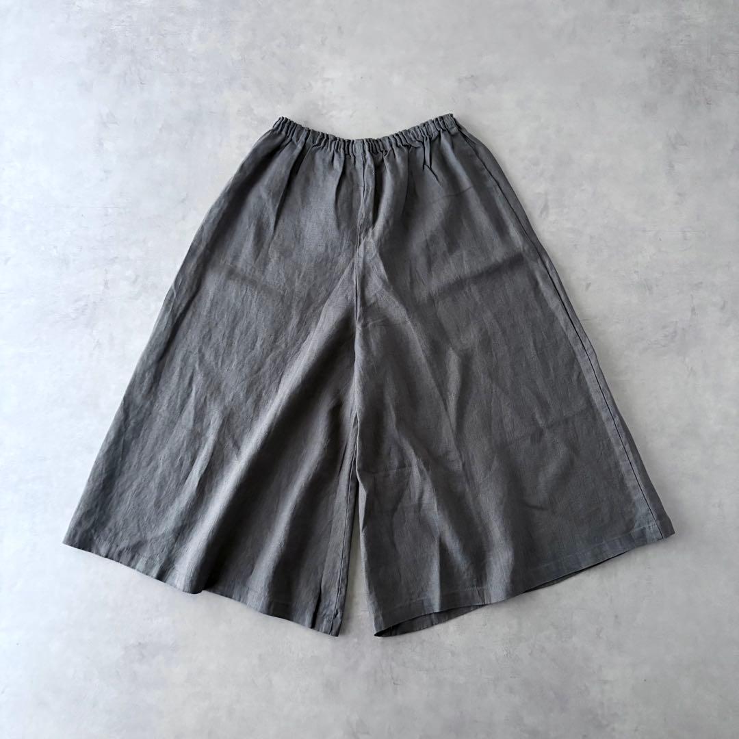新品　フォグリネンワーク　麻100%　ガウチョパンツ　ワイド　ひざ下丈