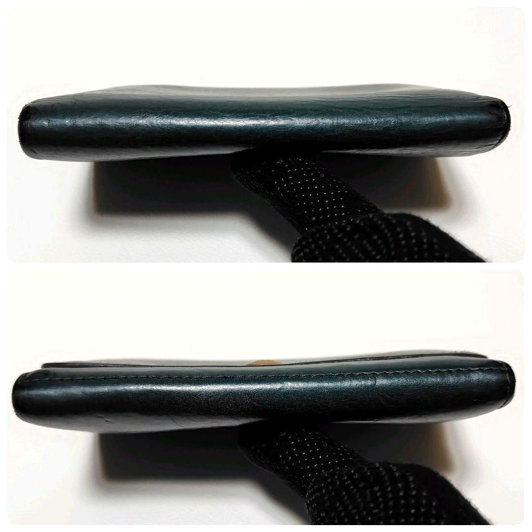 人気モデル✨　イルビゾンテ　折り財布　グリーン　レザー　金ボタン　ロゴ型押し