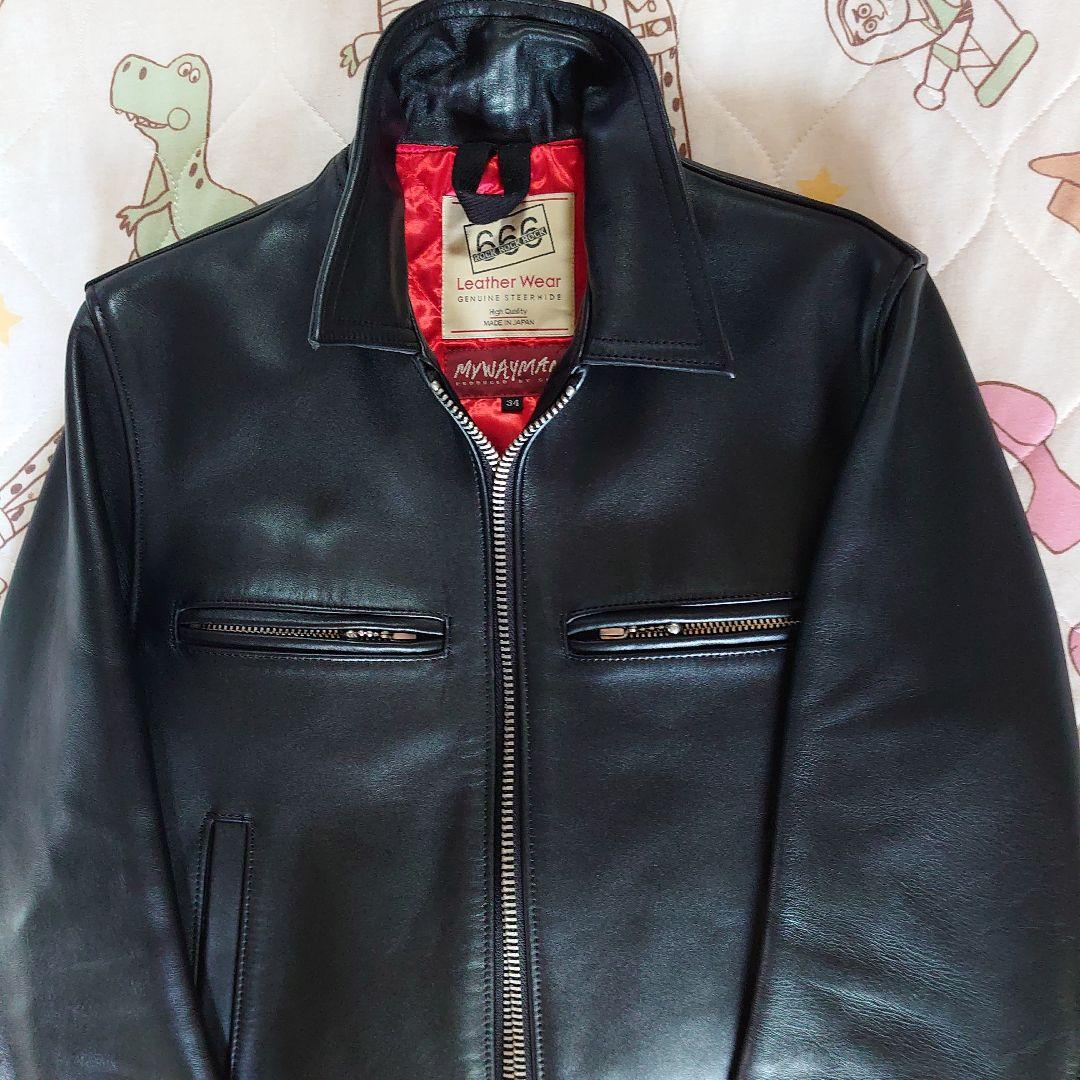 666 MYWAYMAN シングルライダースジャケット 34 現行タグ　良品