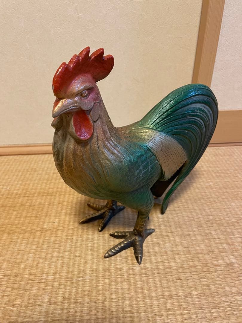 【高級】鉄製　ニワトリ　招福　干支　置物　オブジェ　金属工芸