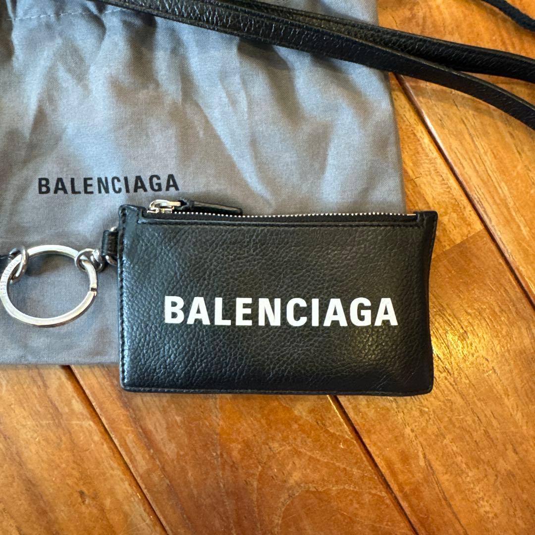 バレンシアガ　カードケース付きキーリング　ケース　ブラック