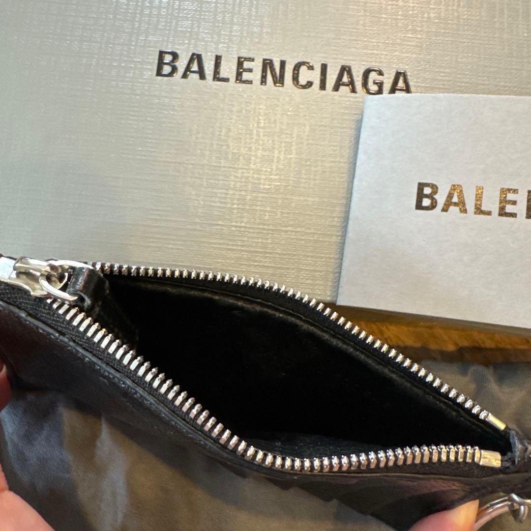 バレンシアガ　カードケース付きキーリング　ケース　ブラック