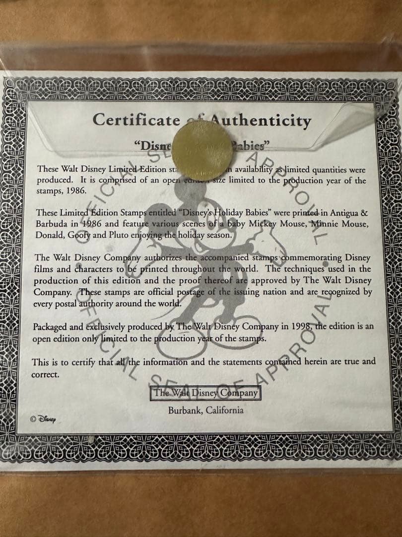 限定品ディズニー☆Authentic Postage Stanp