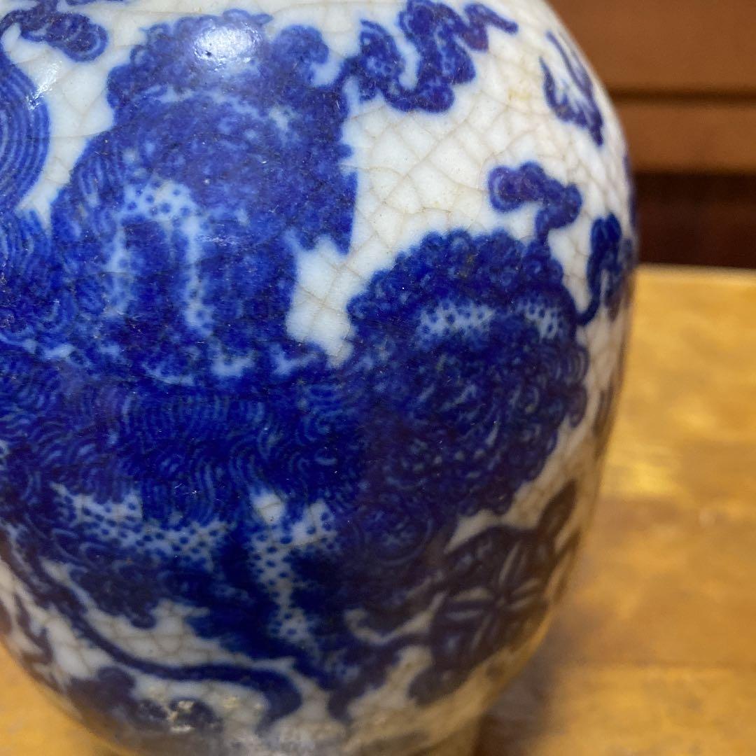 中国唐獅子親子図花瓶