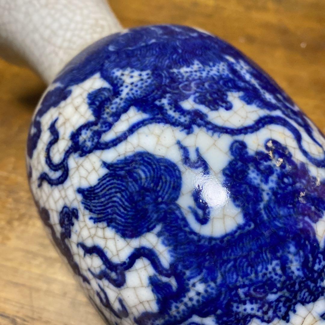 中国唐獅子親子図花瓶