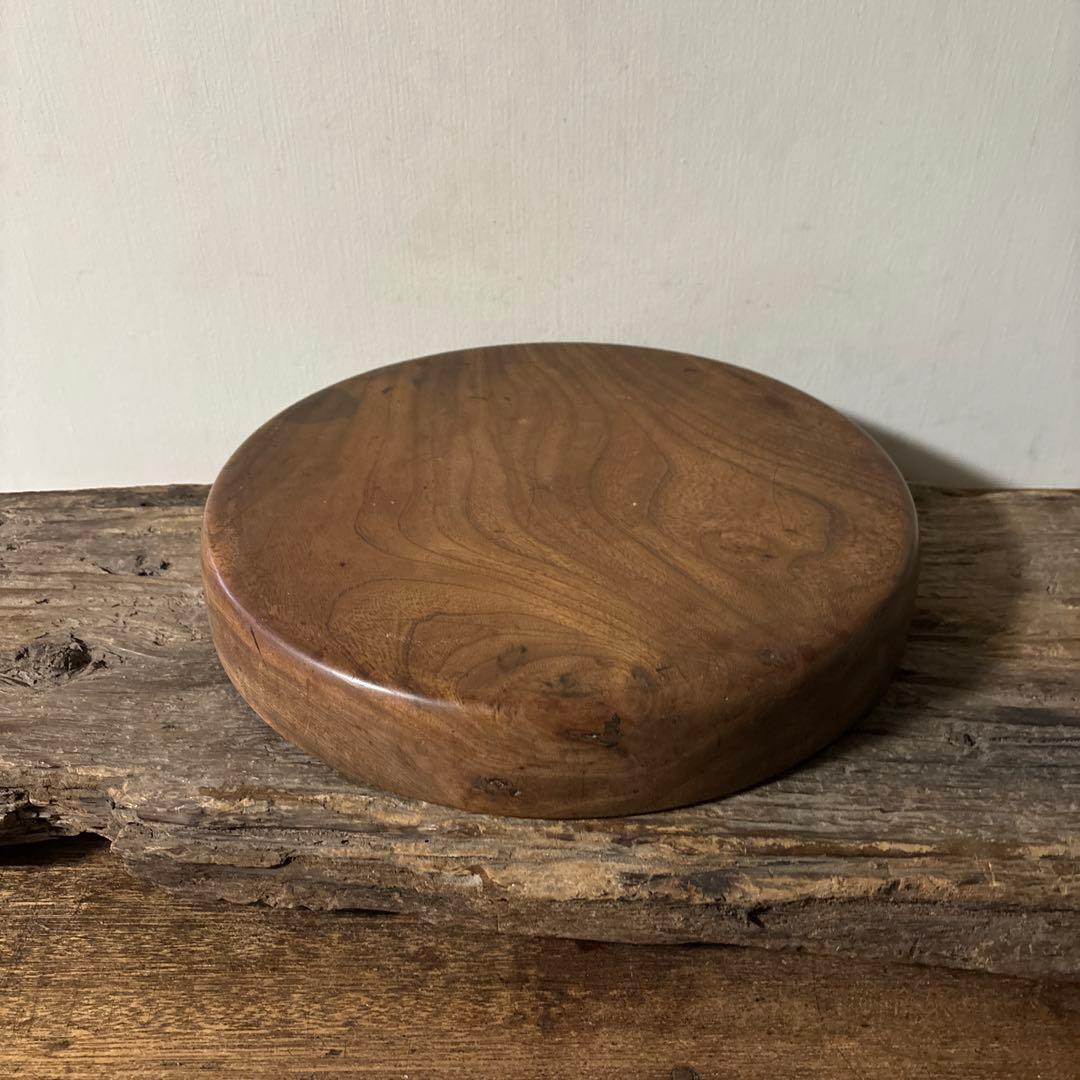 味の良い丸盆　その11 丸盆　くりぬき盆　木地盆　アンティーク　古道具検:李朝