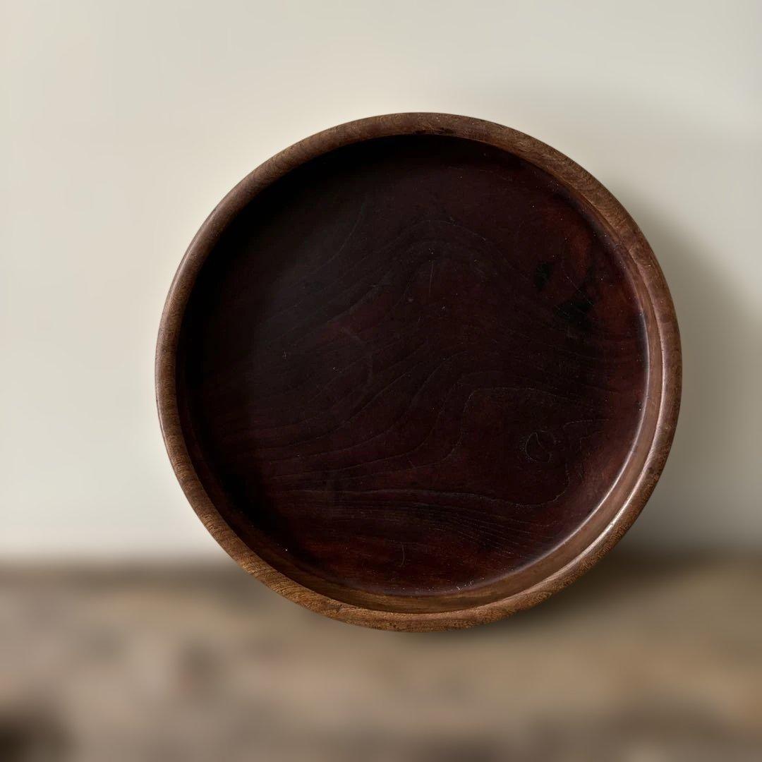 味の良い丸盆　その11 丸盆　くりぬき盆　木地盆　アンティーク　古道具検:李朝