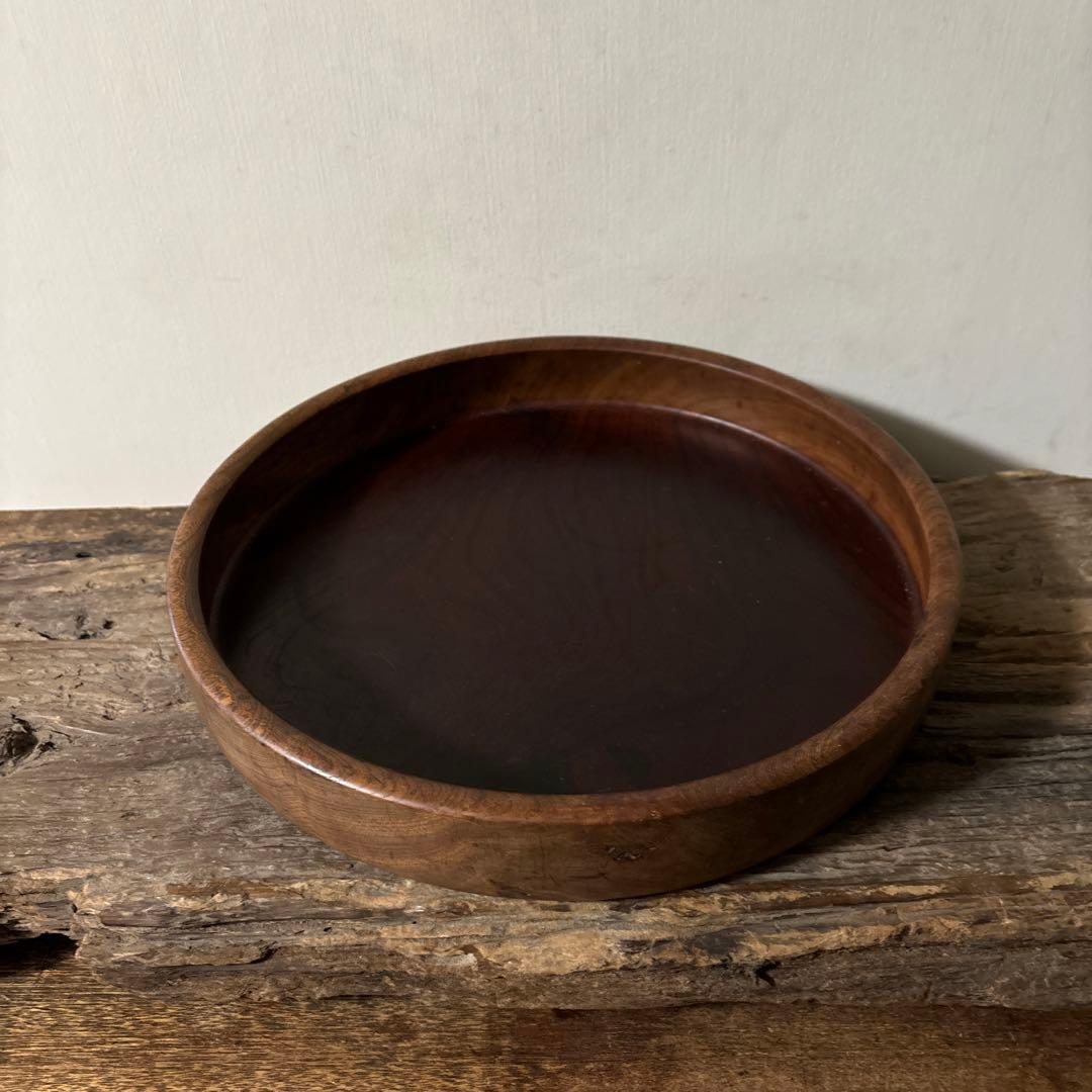 味の良い丸盆　その11 丸盆　くりぬき盆　木地盆　アンティーク　古道具検:李朝