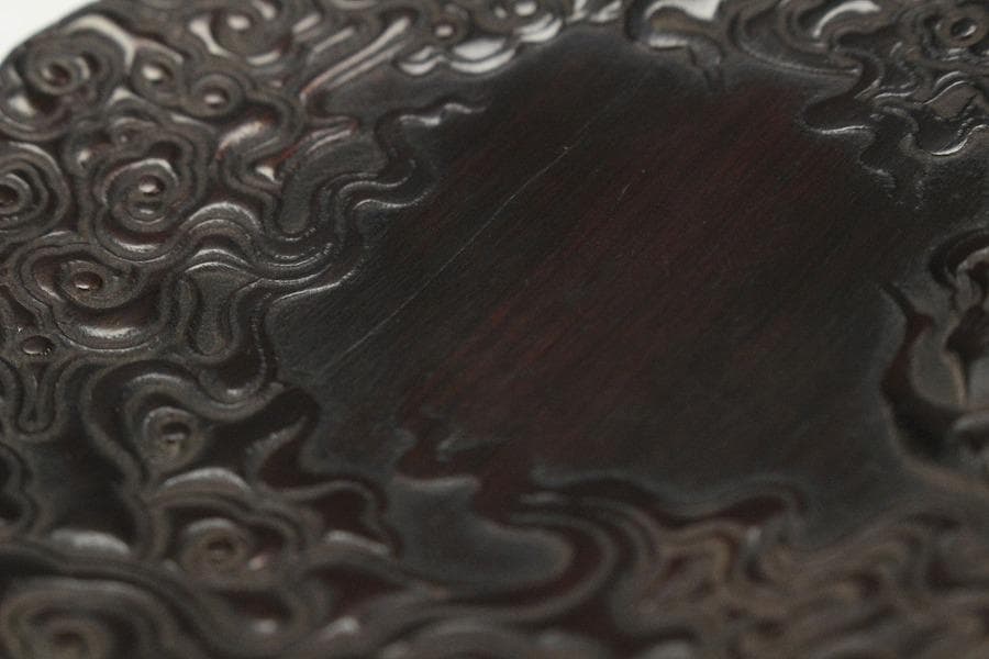 紫檀 雲鶴 細密彫刻 小皿 五枚(K-A719)