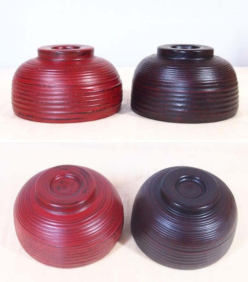 【未使用】越前漆器 五代目錦壽 山岸厚夫作 荒挽汁椀2客 根来/曙 雑煮椀 漆器