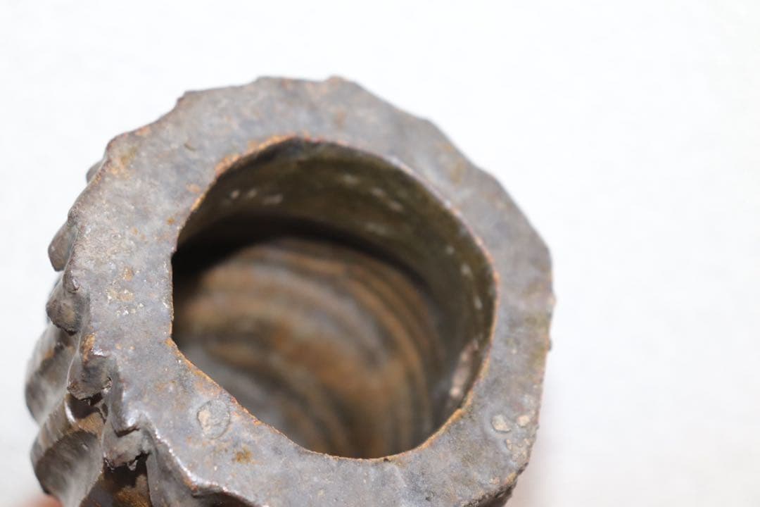 江戸中期　古萩　竹の子掛け花入　壁がけ　茶道具　送料込み250901