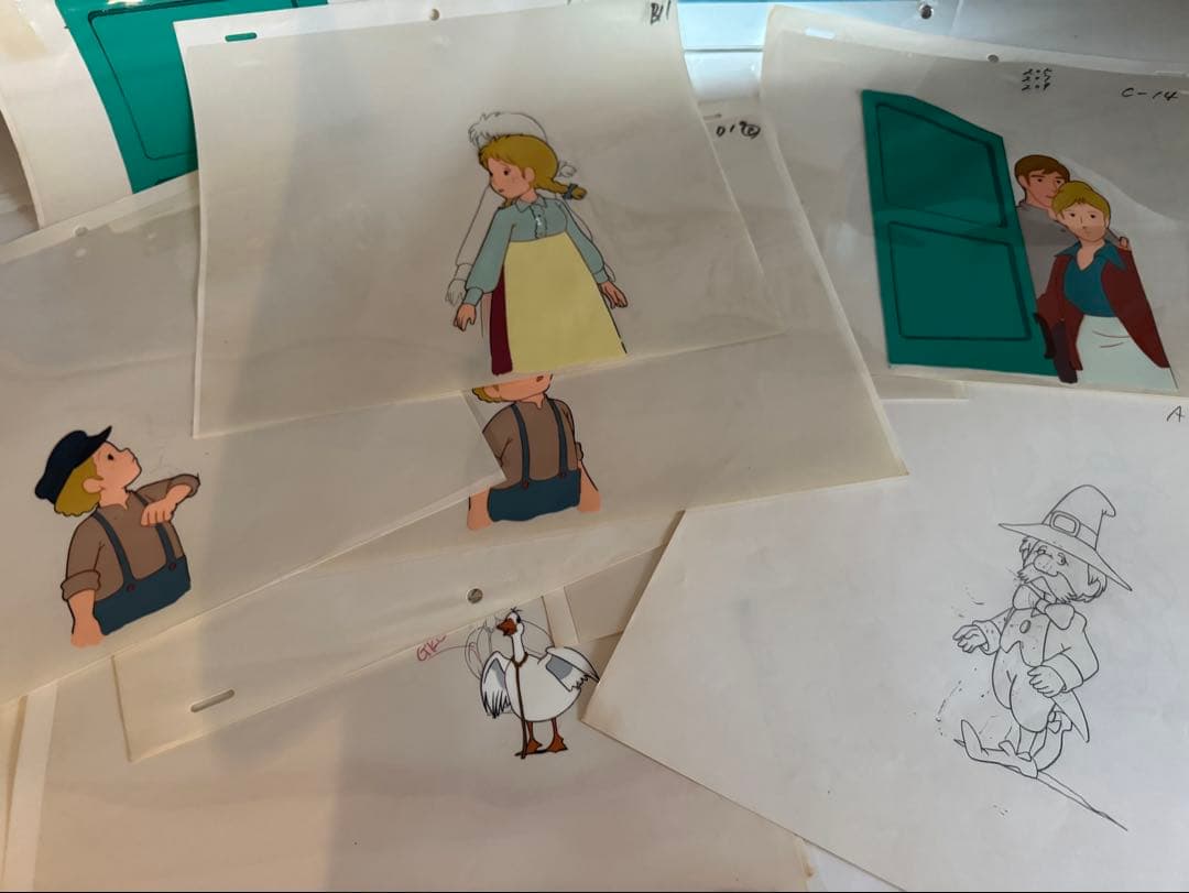アニメ　ニルスのふしぎな旅セル画、工程表、オリジナル画