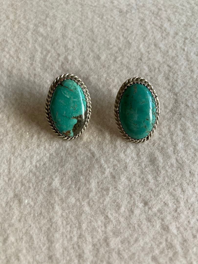 再値下 グリーン キングマン ターコイズ ピアス ナバホ インディアンジュエリー