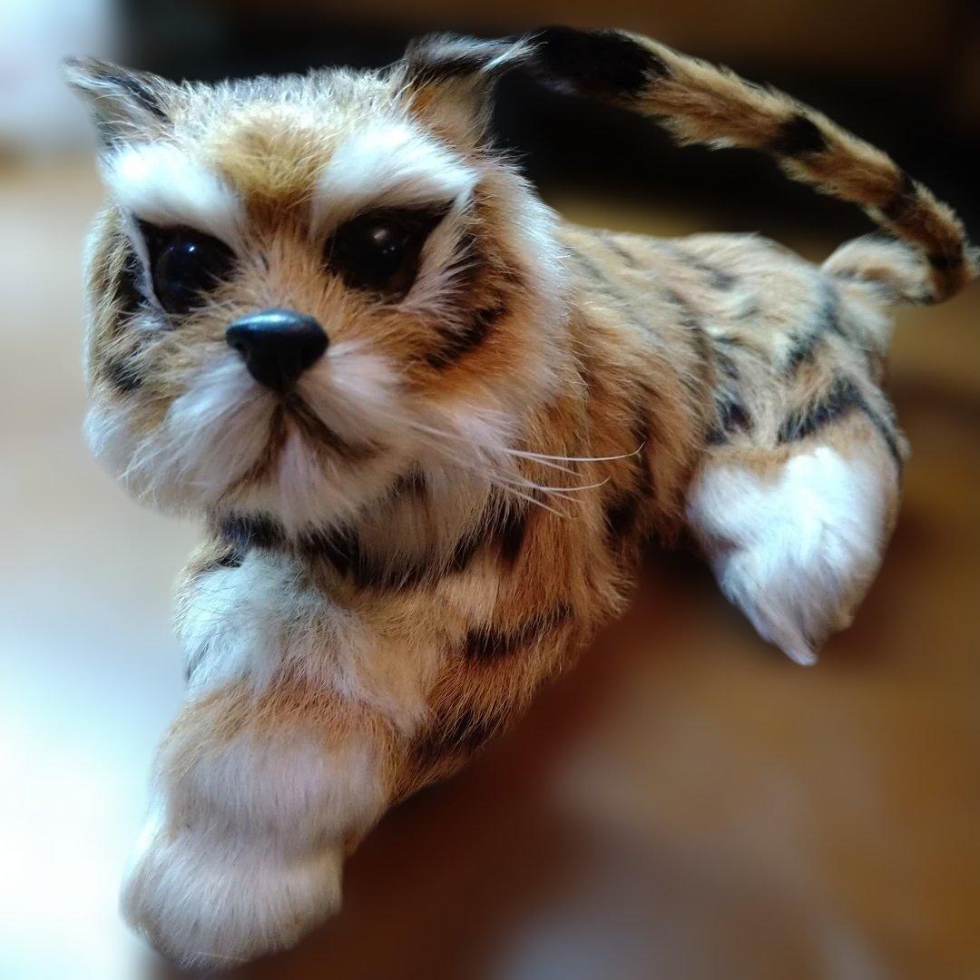 虎の親子置物3体セットA ビンテージ　ハンドメイド　首振り　一点物