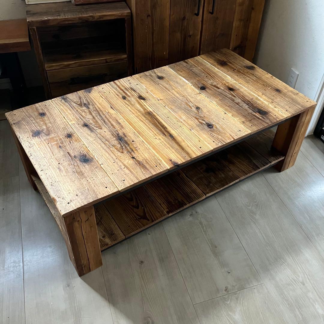 足場板　古材　ローテーブル　コーヒーテーブル　ハンドメイド