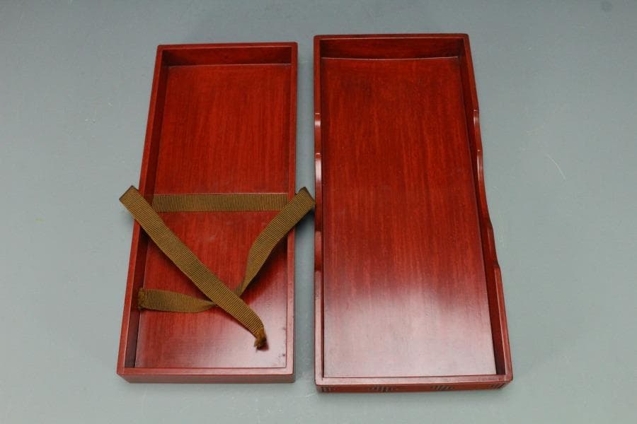 象堂山人造 讃岐彫 讃岐堆朱 牡丹紋 文箱 共箱 旧家蔵出