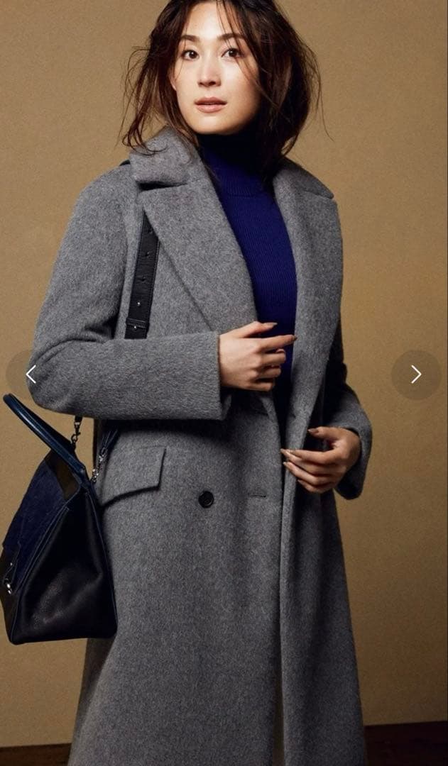 美品☆ ICB チェスターダウンコート　アルパカ混　グレー　M〜Lサイズ