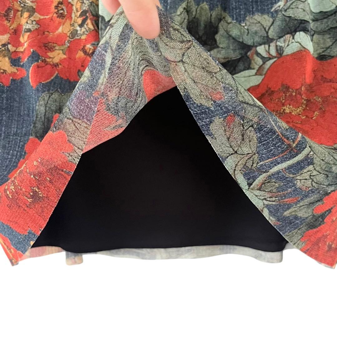 00s VIVIENNE TAM 花柄 パワーネット スカート 朱 モード コア