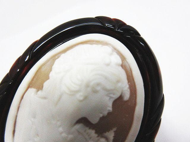 ヴィンテージ K18 べっ甲 カメオ ブローチ ペンダントトップ アクセサリー