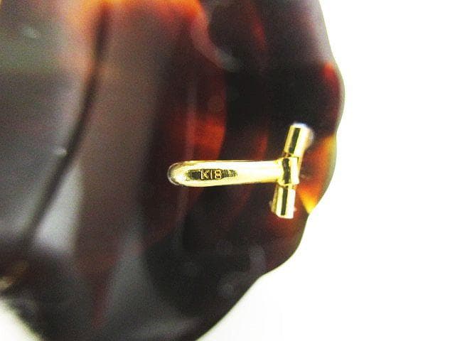 ヴィンテージ K18 べっ甲 カメオ ブローチ ペンダントトップ アクセサリー
