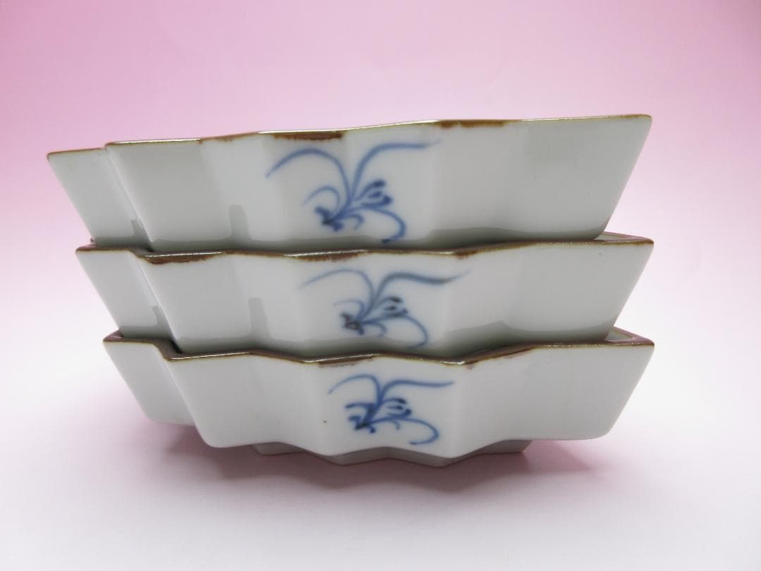 おまとめ　九谷 上出長左衛門 扇形 海老紋 向付 ５客 TN 103 70816