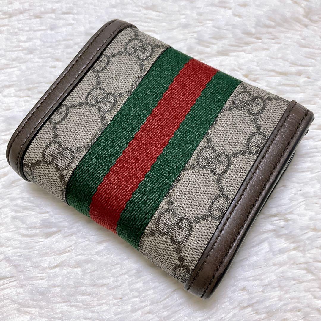♡美品♡グッチ オフィディア 二つ折り財布 GGマーモント シェリーライン ロゴ
