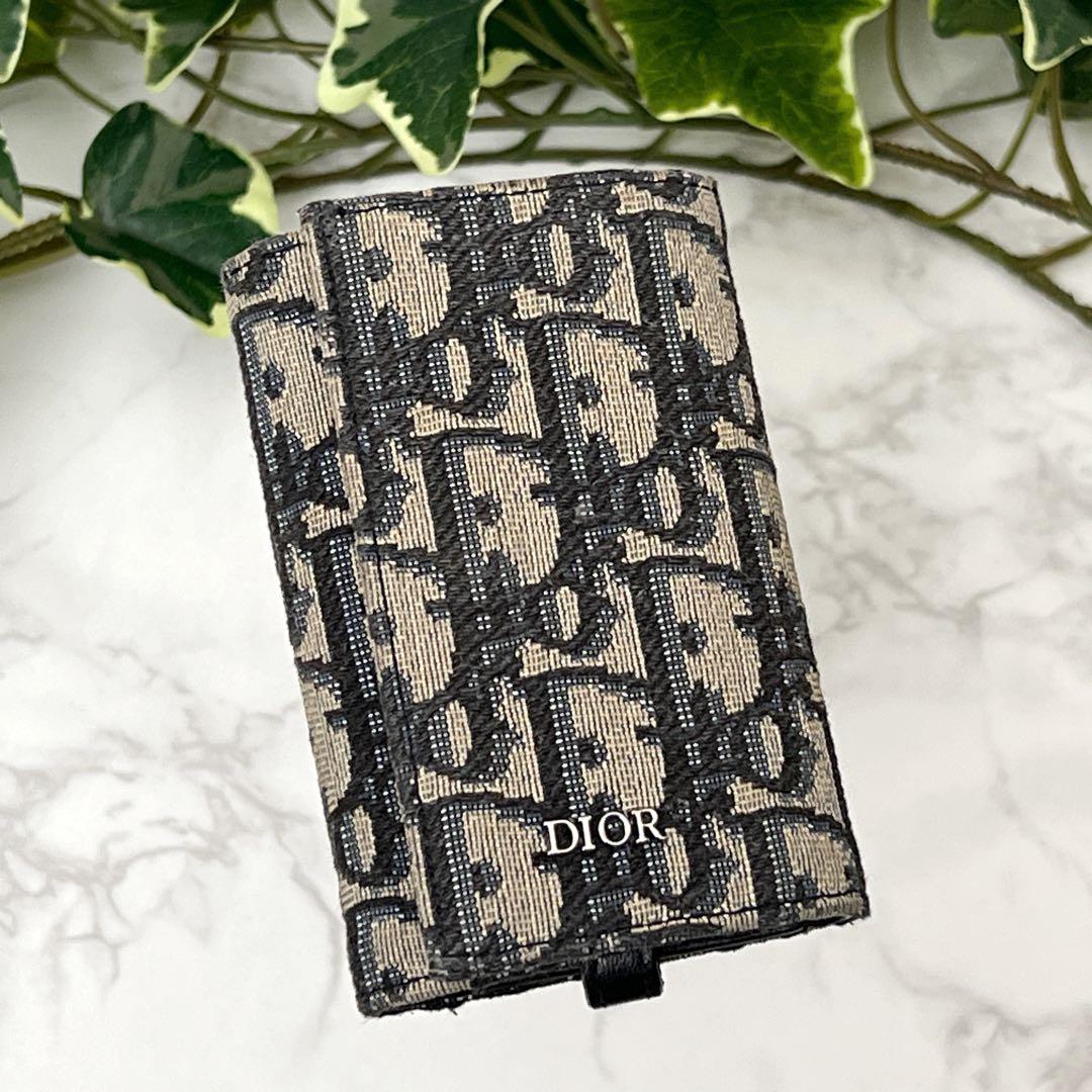 ディオール キーケース オブリーク ジャカード 現行品 ベージュ/ブラック