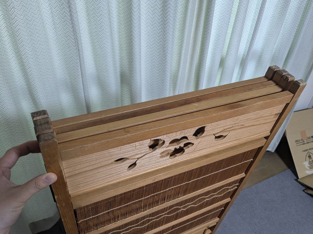 透かし彫り 簾屏風 パーテーション 衝立 間仕切り 昭和レトロ 古民家