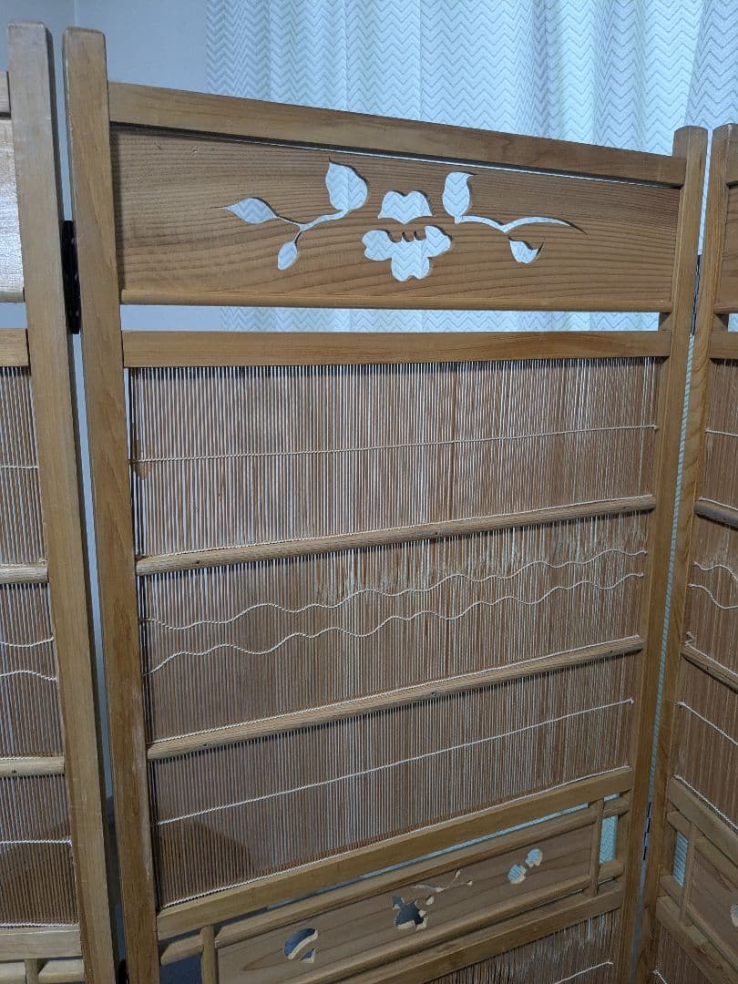 透かし彫り 簾屏風 パーテーション 衝立 間仕切り 昭和レトロ 古民家