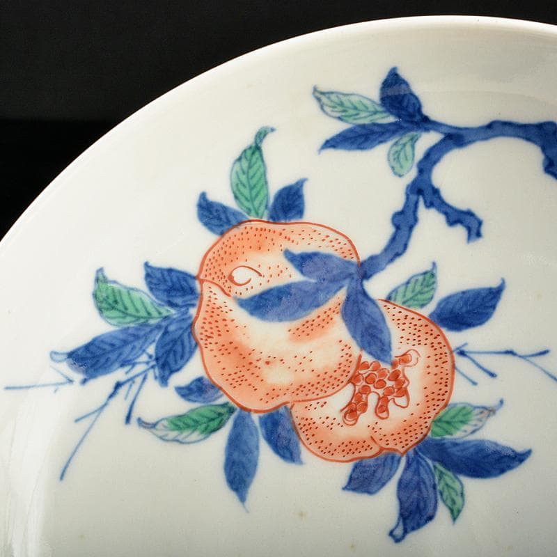 鍋島焼　色鍋島　染錦　柘榴文　高足皿　V　R5828