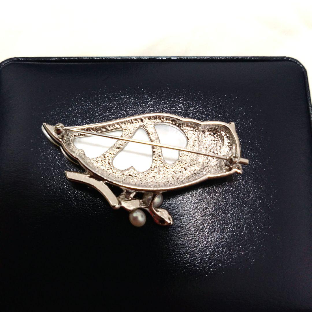 希少　田崎真珠　フクロウ　パール　シェル　ブローチ