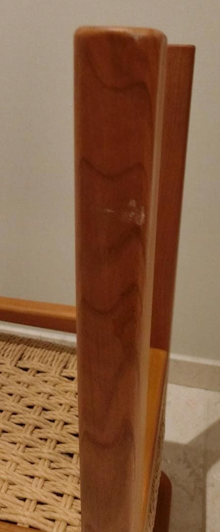 むう工房 エントランス スツール メープル無垢材 アーム付き ペーパーコード