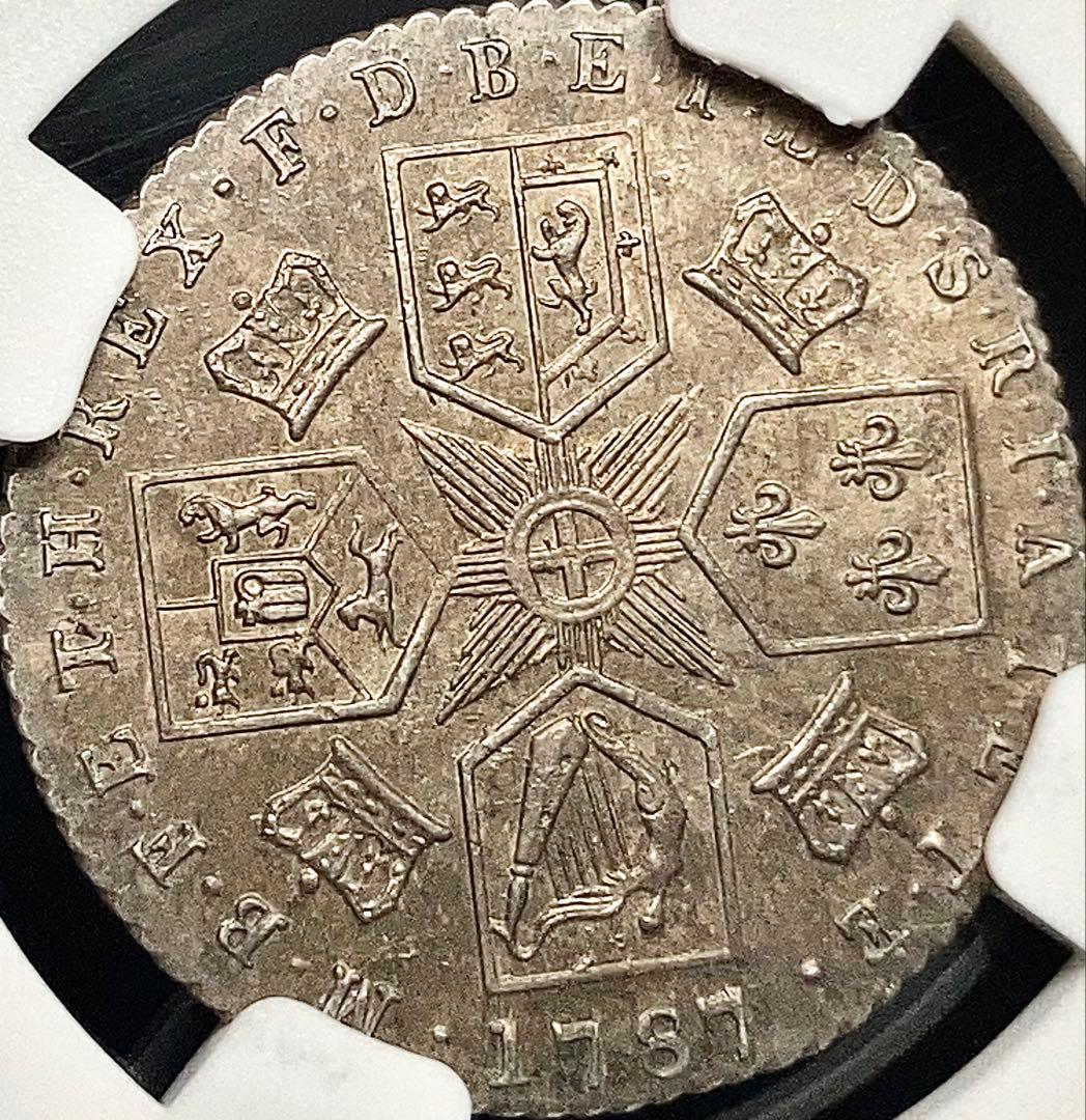 【NGC MS62】1787年 イギリス ジョージ3世 6ペンス 銀貨 単年発行