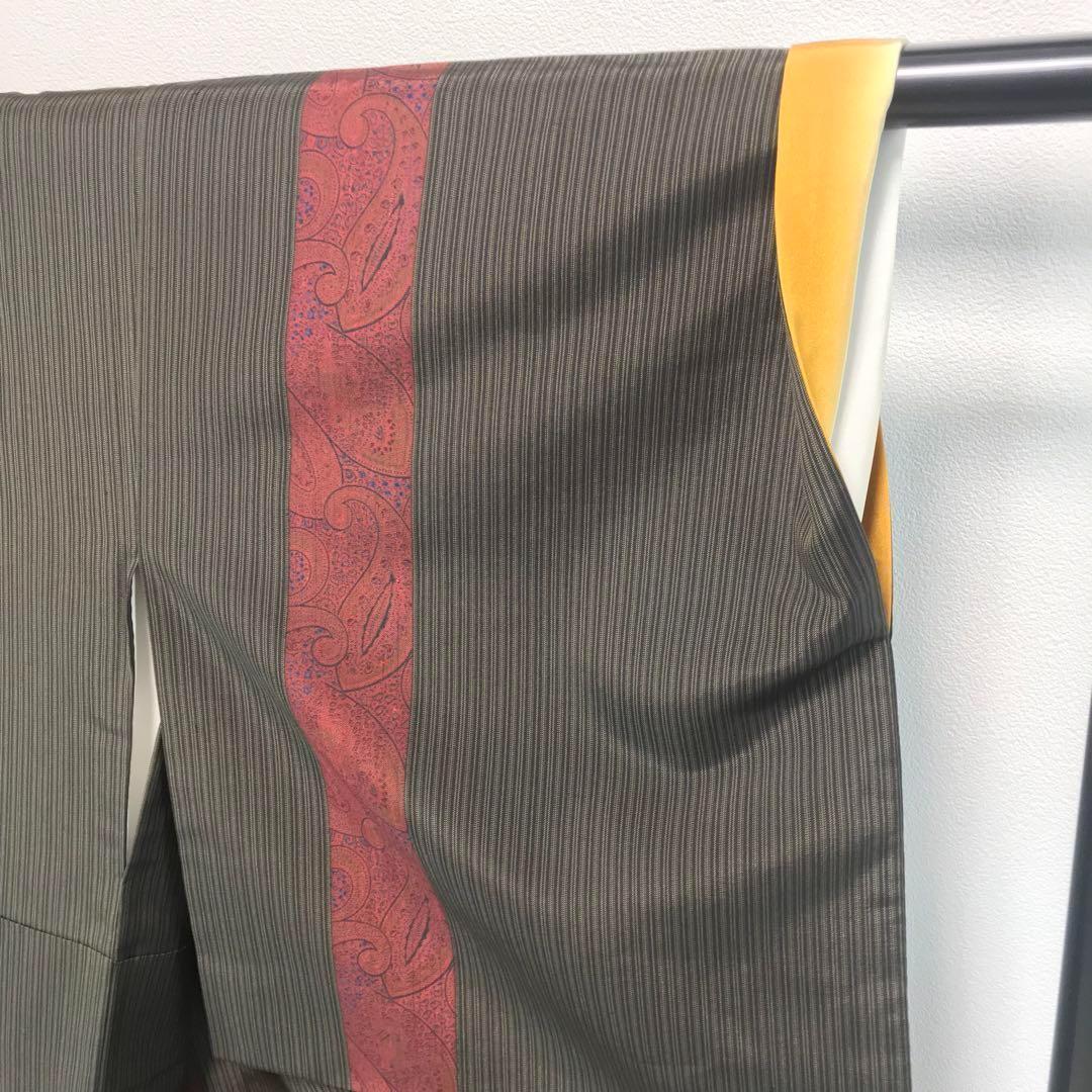 ZF-784 小紋 縦柄 ストライプ ペイズリー 高級 上質 袷 広衿