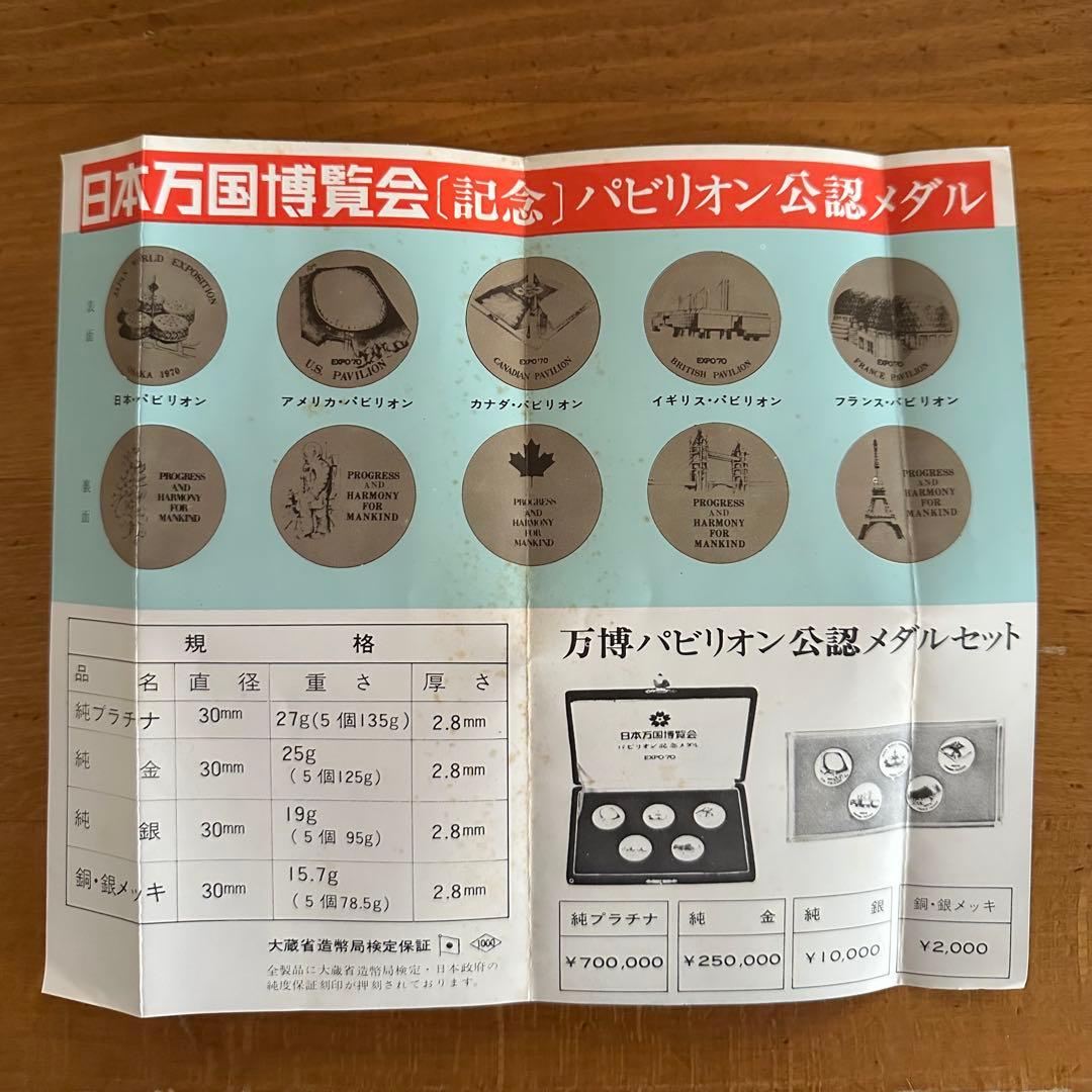 希少☆日本万国博覧会記念パビリオン公認メダルEXPO '70 5枚セット 純銀